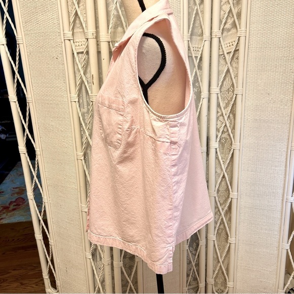 Jones NY Vintage Button Front Blouse Light Pink Cotton Sleeveless Plus size 18W - Picture 4 of 15